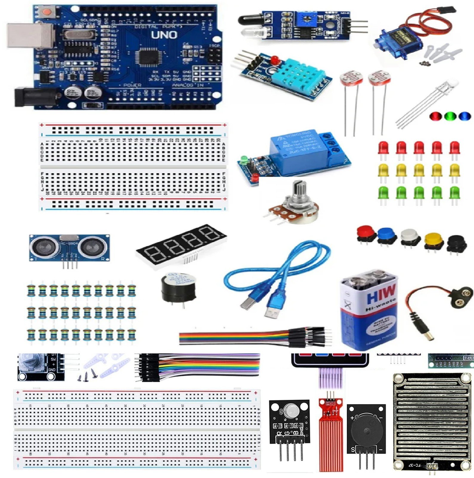 DIY Ultimate Starter Kit with UNO Controller Board with C-Type Interface | 30+ Project Online Tutorials & 30+ Challenges | Compatible with UNO, RPi, ESP32, Mega | 42+ Components